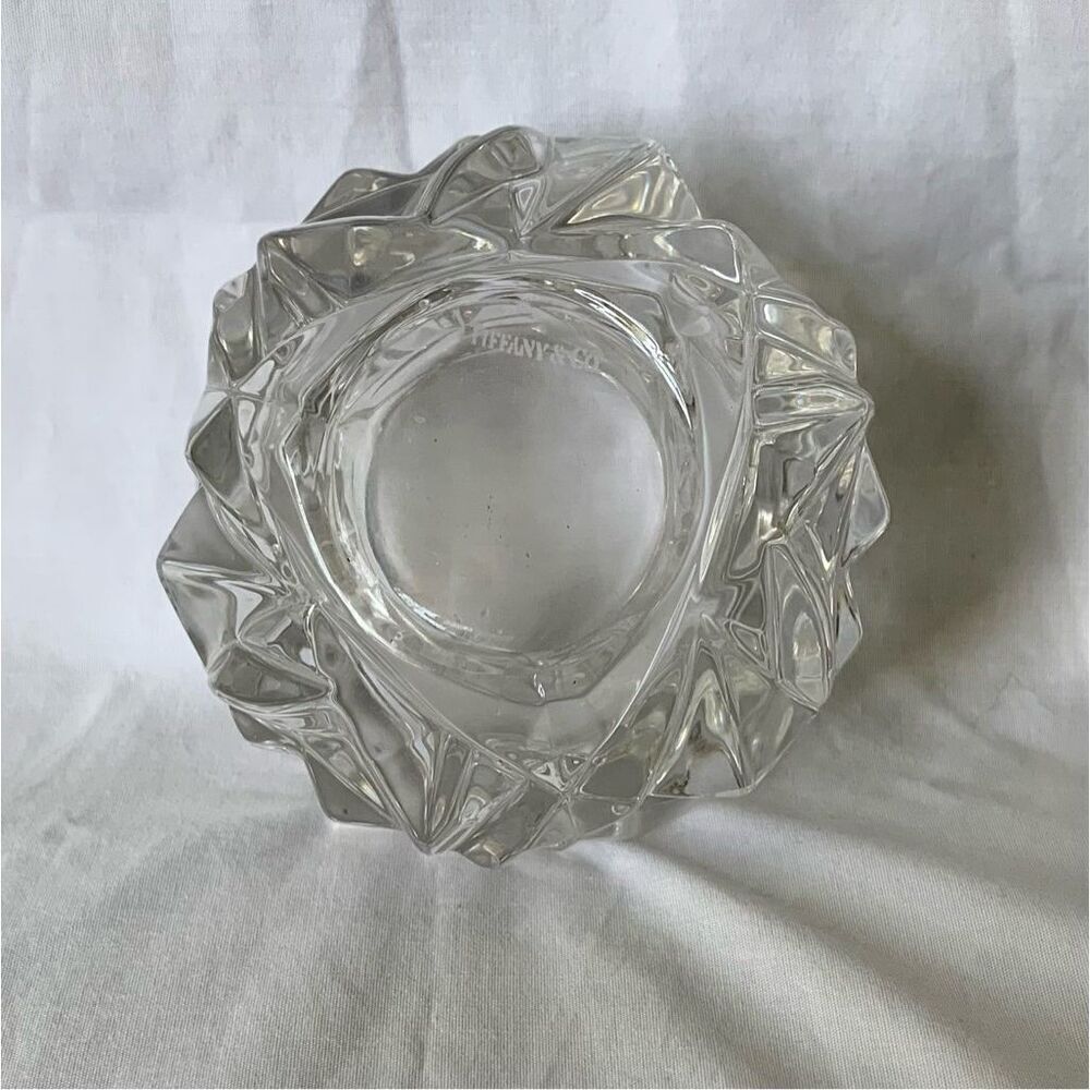 Tiffany & Co. Retired Rock Cut Crystal Glass Votive Candle Tea Light Holder MCM - Picture 4 of 6